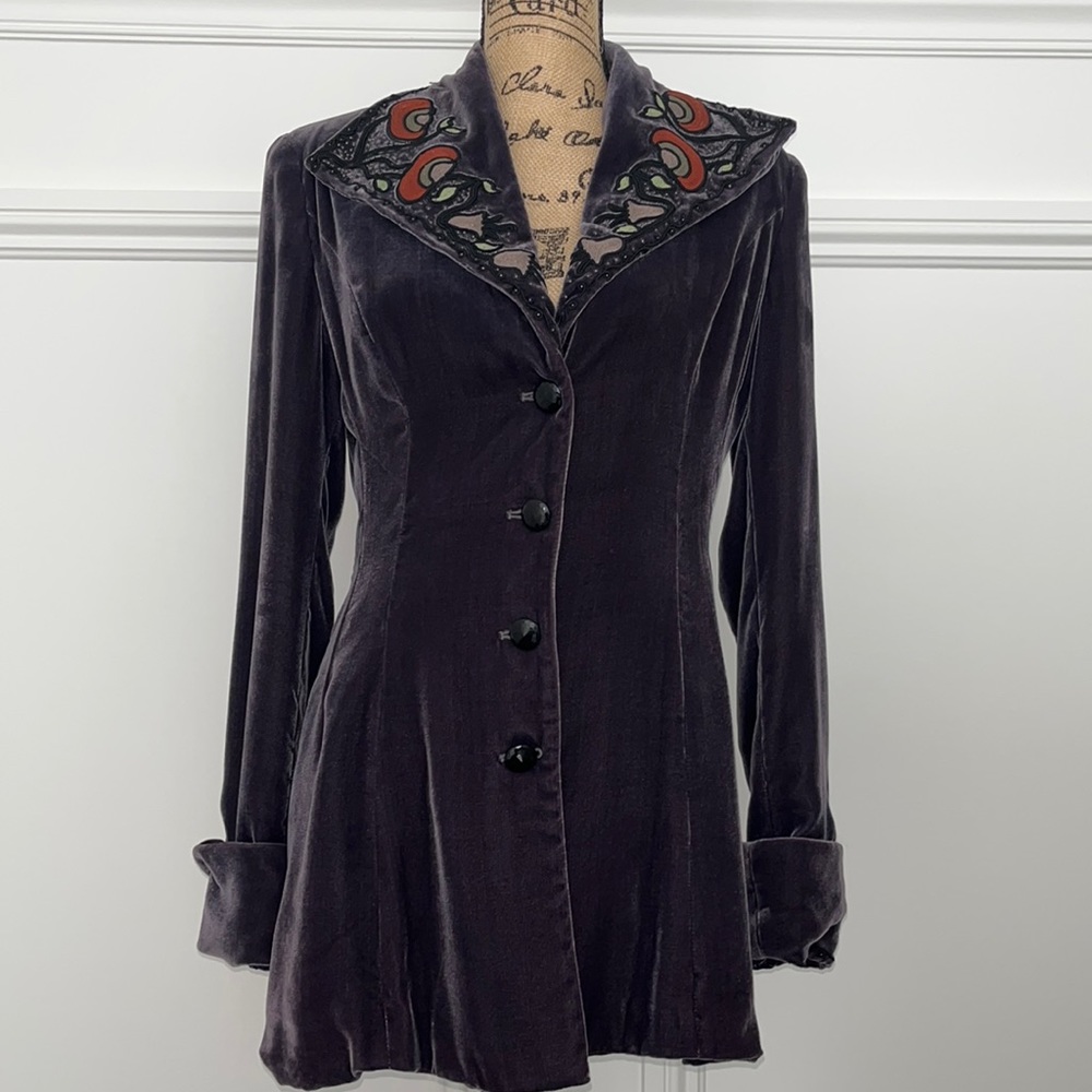 Purple velvet jacket by Sophia
